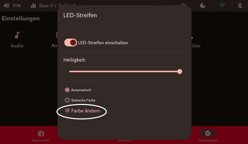 Übersicht Einstellmöglichkeiten