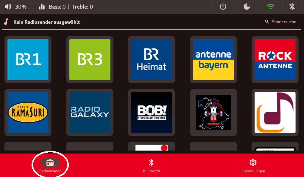 Startbildschirm - Startkachel = Radiosender